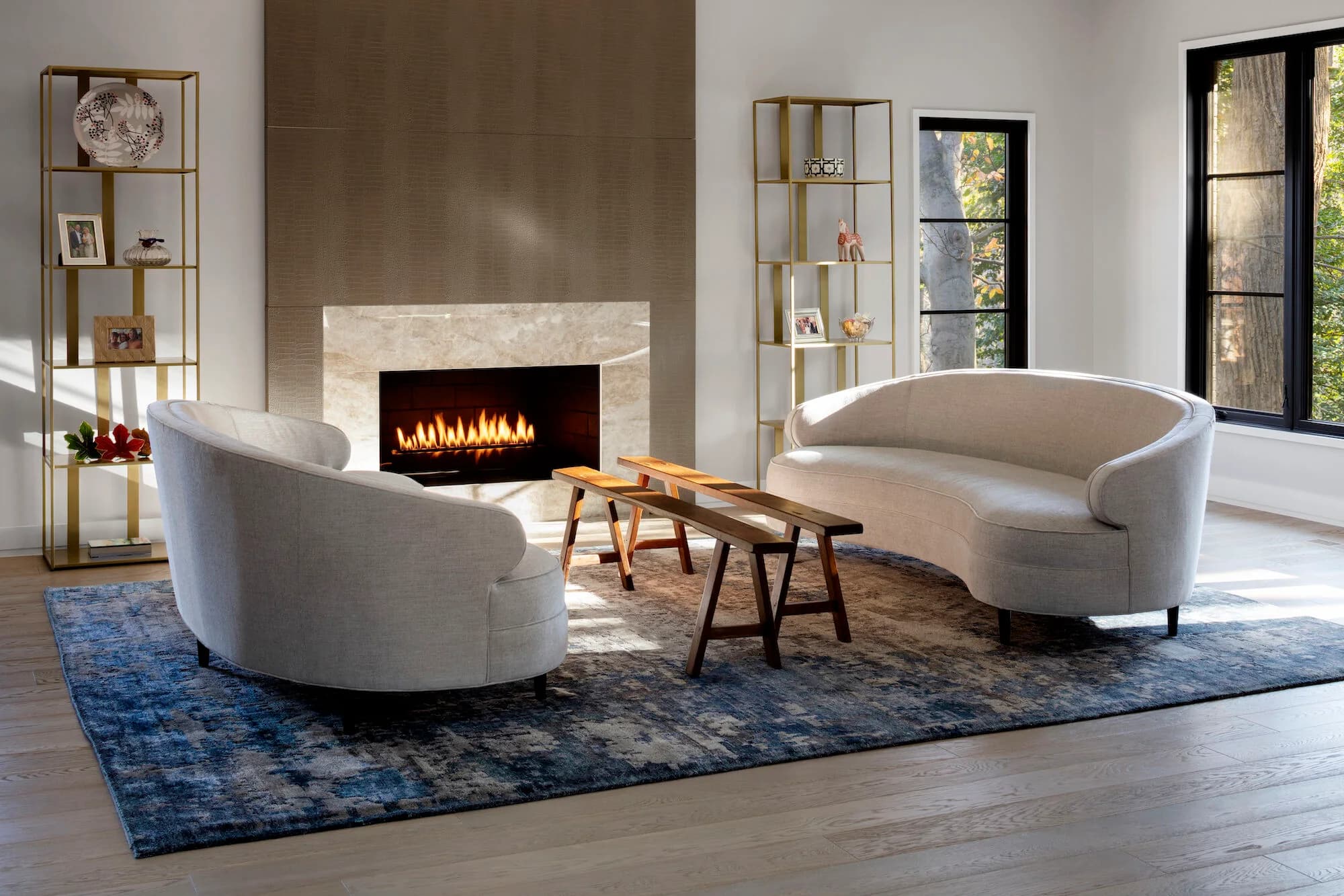 Fireplace wall panels in Antique Grey Crocodile.