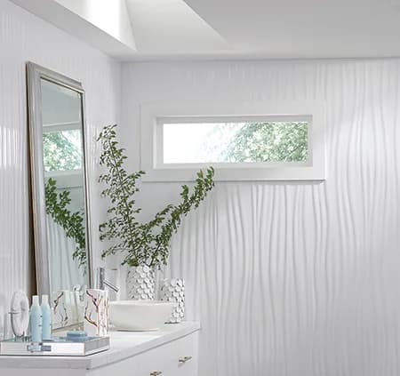 MirroFlex Kalahari in Gloss White (paintable) in a spa.
