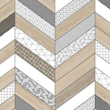 An abstract laminate pattern in balanced neutral and mid-tone hues, defined by layered marks, tonal variation, and restrained visual movement