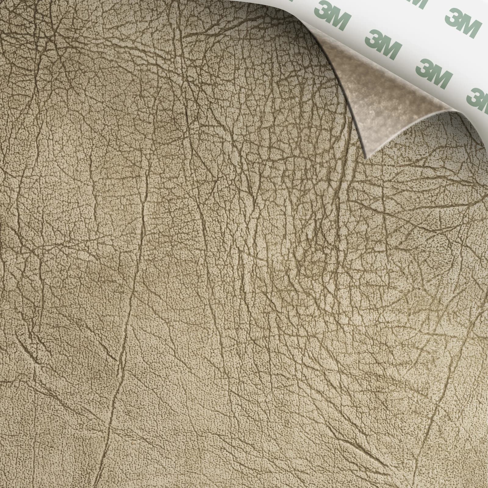 EcoDomo Stratto Gold Grey Metallic Buffalo swatch with the peel-and-stick backing showing.