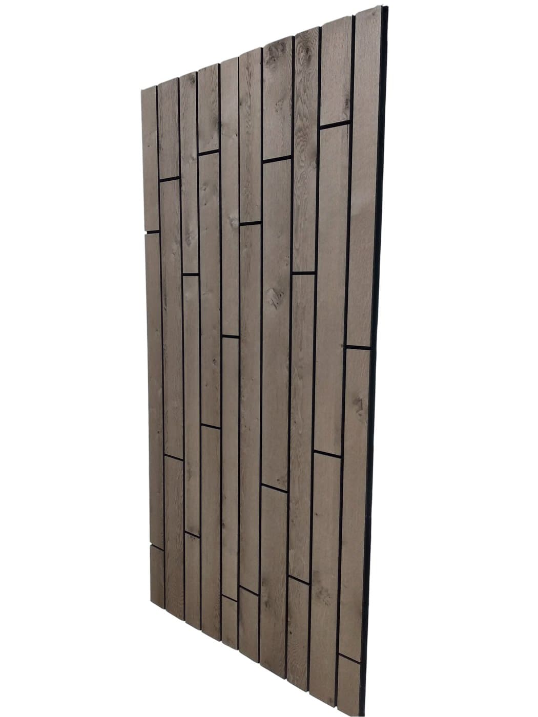 Akuplank Gray Oak Acoustical material sample.