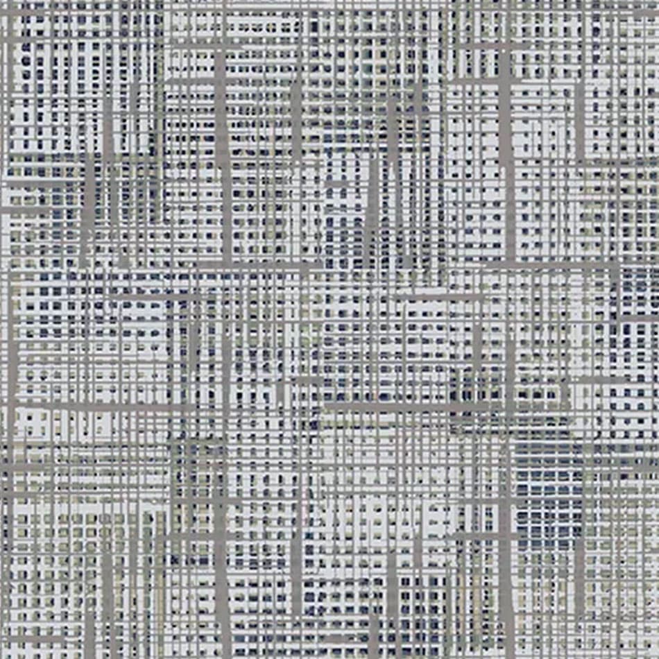 An abstract laminate pattern in balanced neutral and mid-tone hues, defined by layered marks, tonal variation, and restrained visual movement