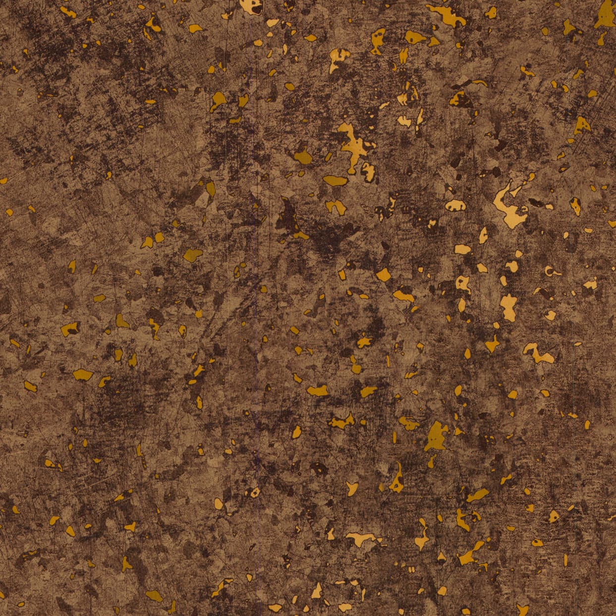 A metal-inspired laminate pattern in golden tones, defined by layered oxidation, brushed variation, and subtle reflective character