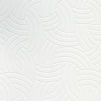 An abstract laminate pattern in white tones, defined by layered marks, tonal variation, and restrained visual movement