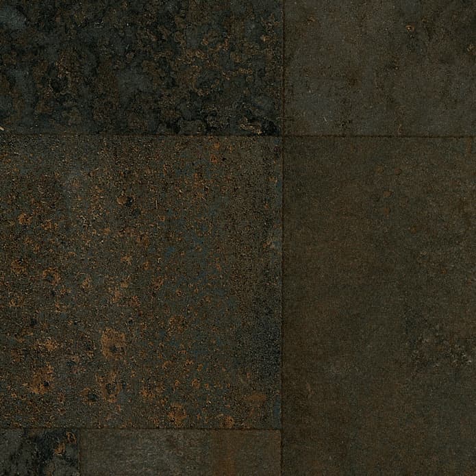 An abstract laminate pattern in blue tones, defined by layered marks, tonal variation, and restrained visual movement
