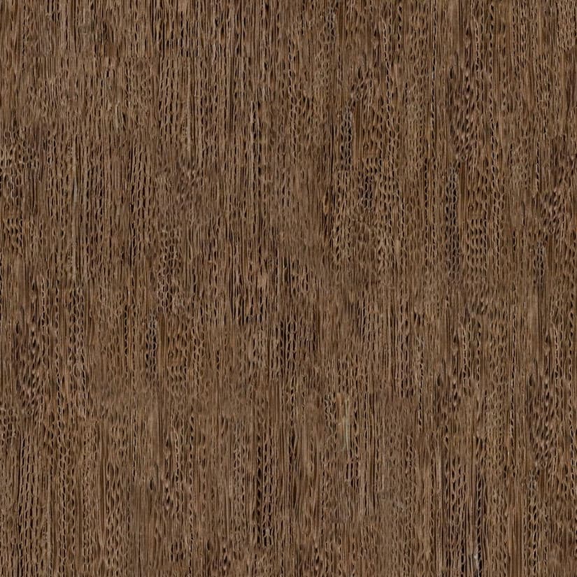 An abstract laminate pattern in balanced neutral and mid-tone hues, defined by layered marks, tonal variation, and restrained visual movement