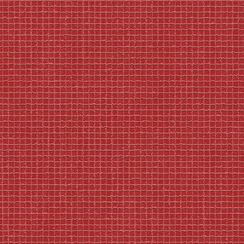 An abstract laminate pattern in red tones, defined by layered marks, tonal variation, and restrained visual movement