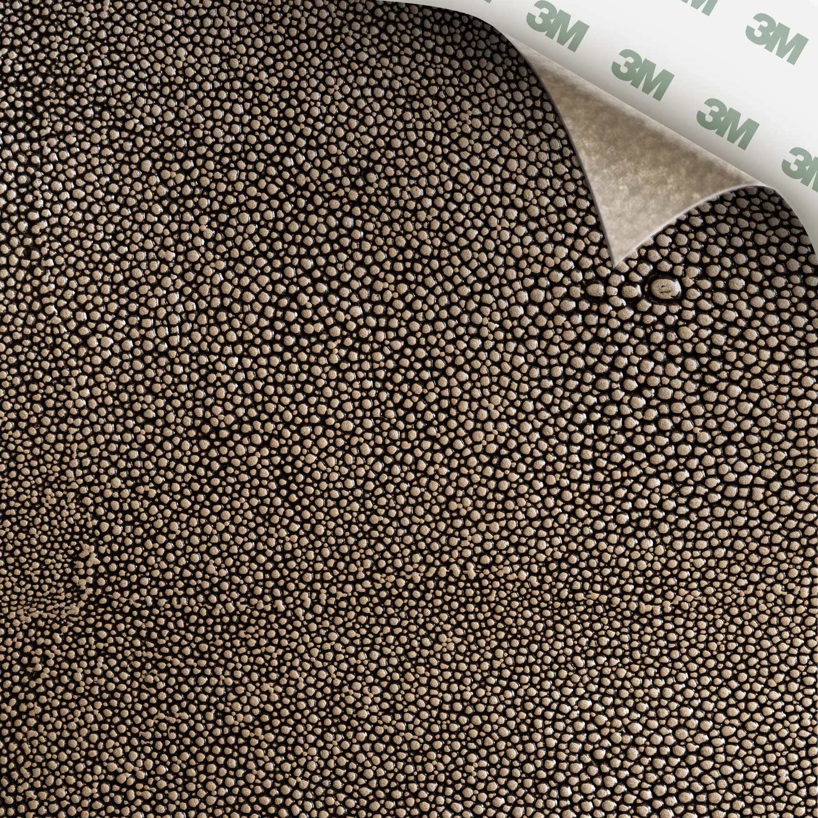 EcoDomo Stratto Pebble Shagreen swatch with the peel-and-stick backing showing.