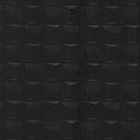 An abstract laminate pattern in black tones, defined by layered marks, tonal variation, and restrained visual movement