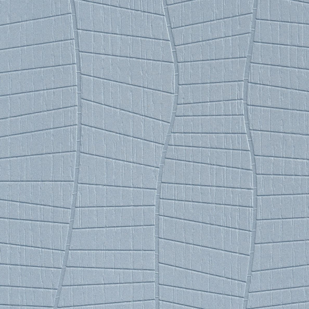 A textile-inspired laminate pattern in blue tones, defined by fine interlaced lines and softly irregular woven detail