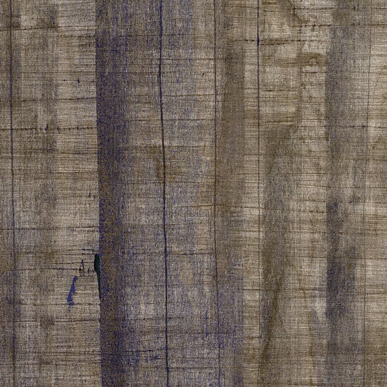 An abstract laminate pattern in balanced neutral and mid-tone hues, defined by layered marks, tonal variation, and restrained visual movement