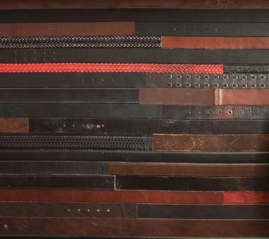 Ecodomo Multicolor Panels Belt Leather material sample.