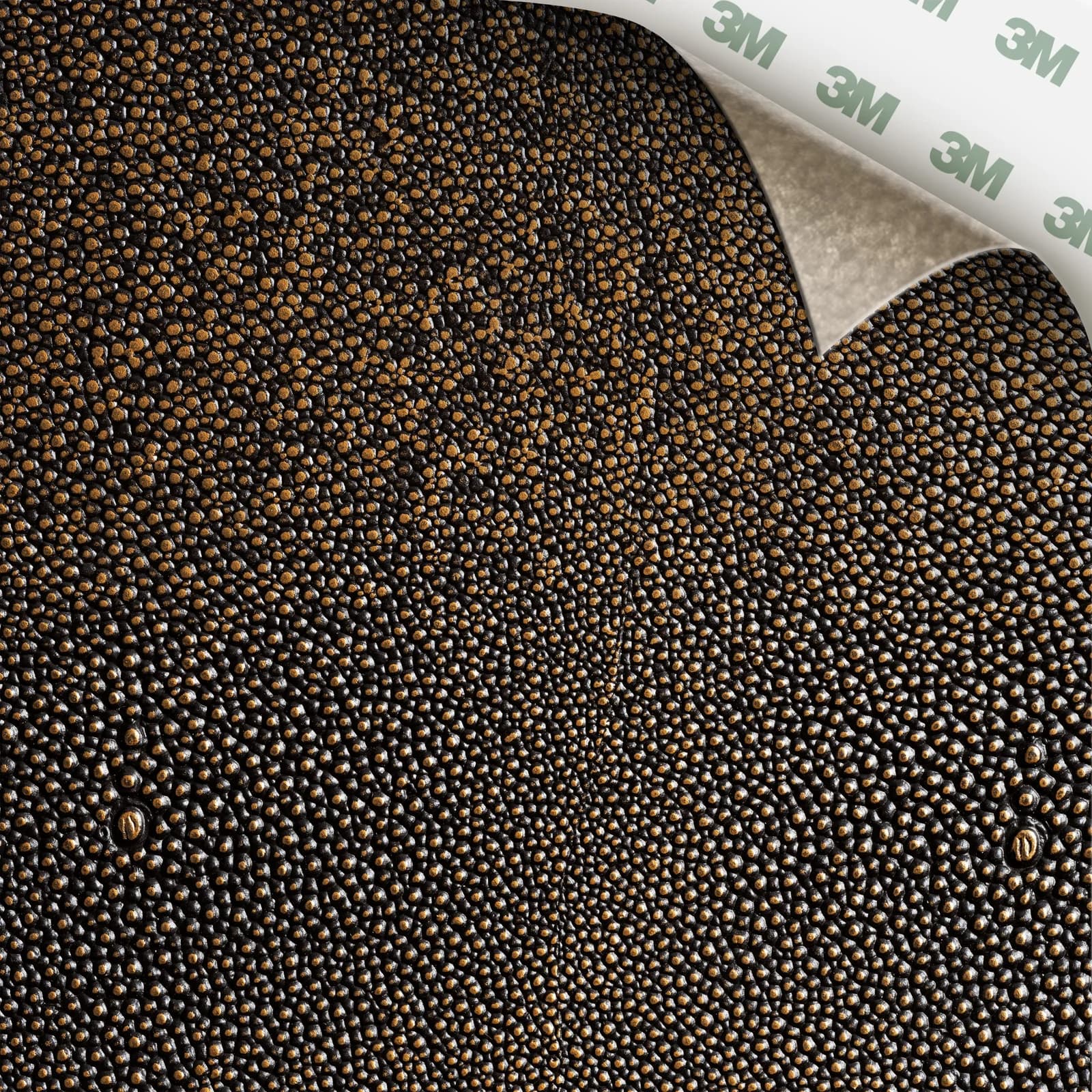 EcoDomo Stratto Chocolate Shagreen swatch with the peel-and-stick backing showing.