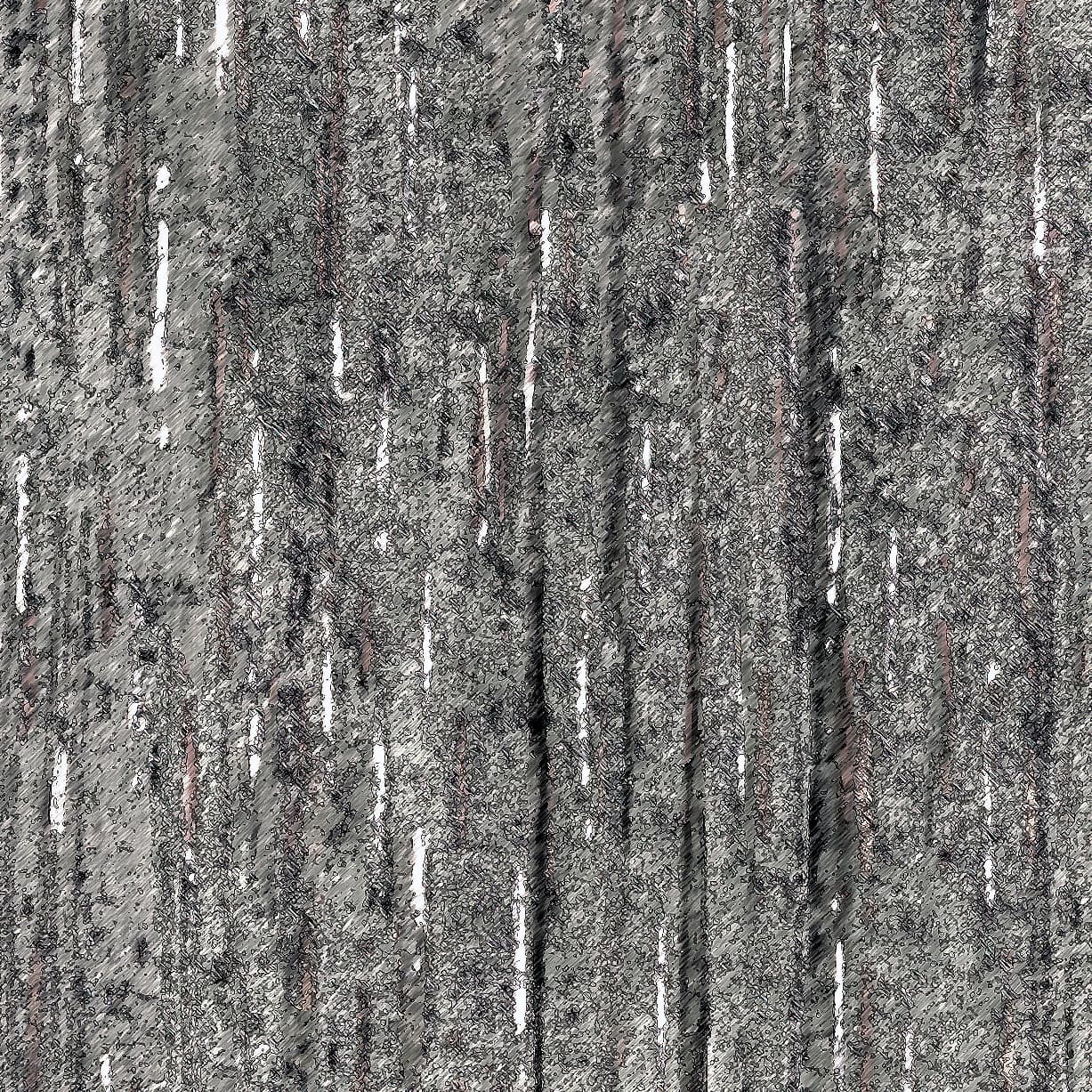 An abstract laminate pattern in balanced neutral and mid-tone hues, defined by layered marks, tonal variation, and restrained visual movement